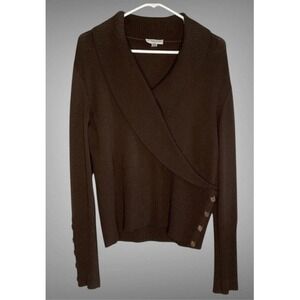 Vintage St. John Sport Sweater Womens Large Brown Wool Long‎ Sleeve Santana Knit